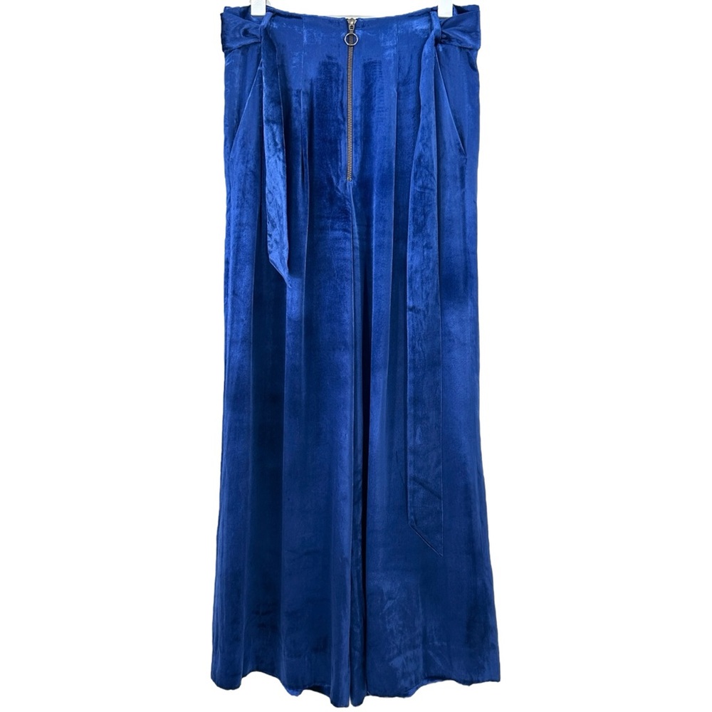 Intermix Claudia Velvet Pleated Belted Wide Leg High Rise Pants Trousers sz 6 - Picture 6 of 12